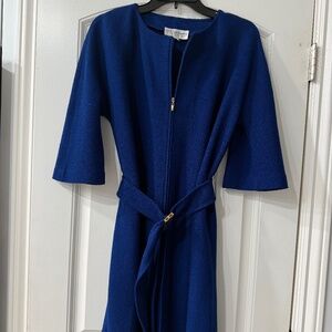 St. John Collection Blue Knit Zip-Front Dress / Coat | Size 8